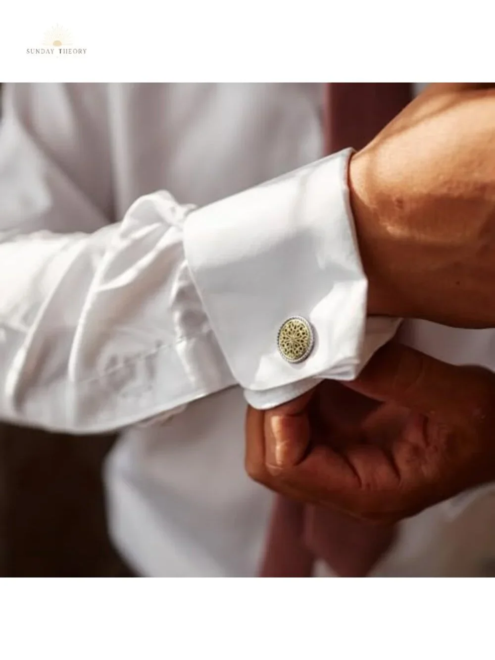 18K Gold Plated Men's Cuff Links with Wooden Gift Box – Wedding, Business, Gift